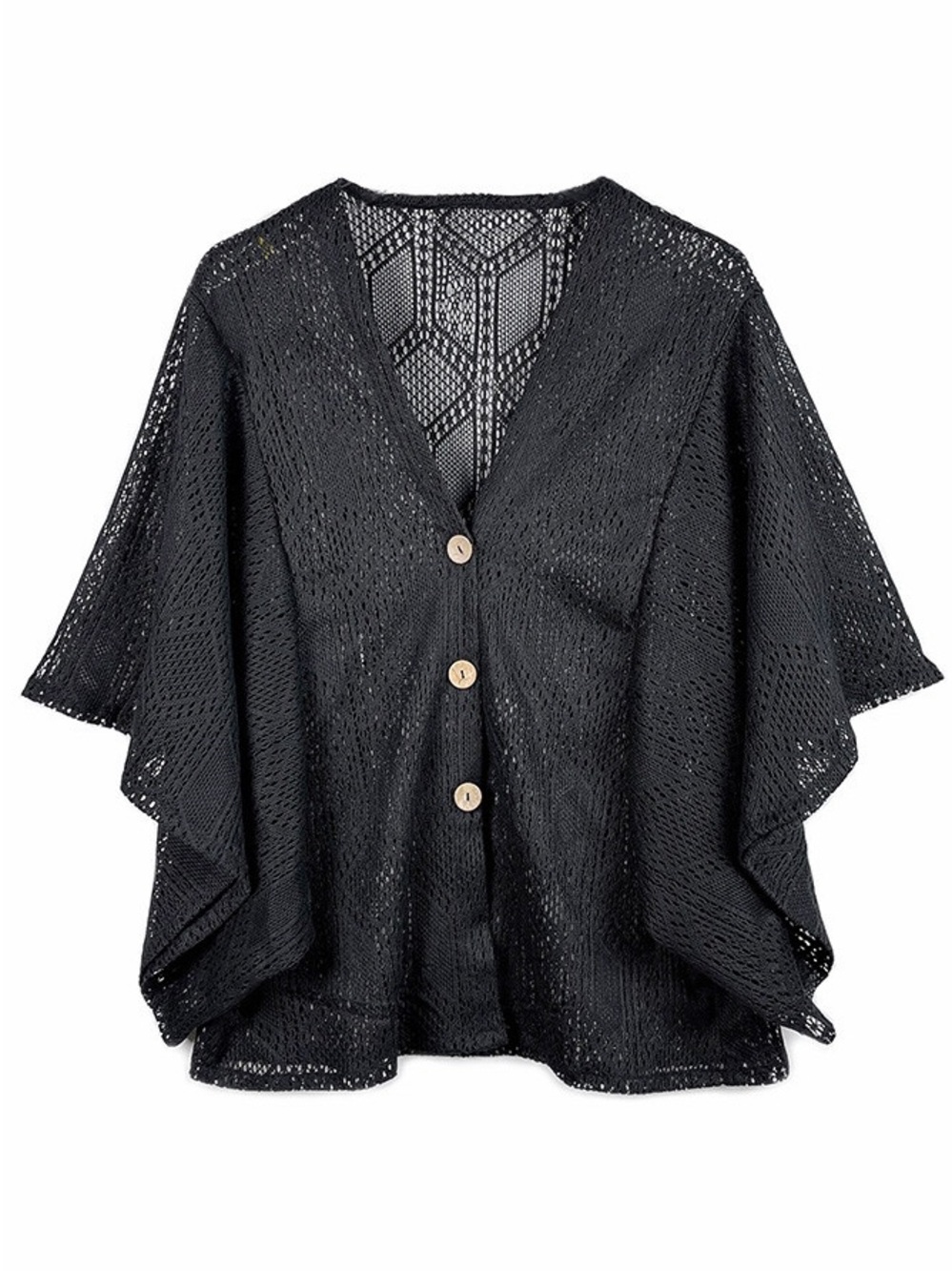 Do Everything in Love Anthropologie Open-Knit Lagenlook Button Shawl Cardigan